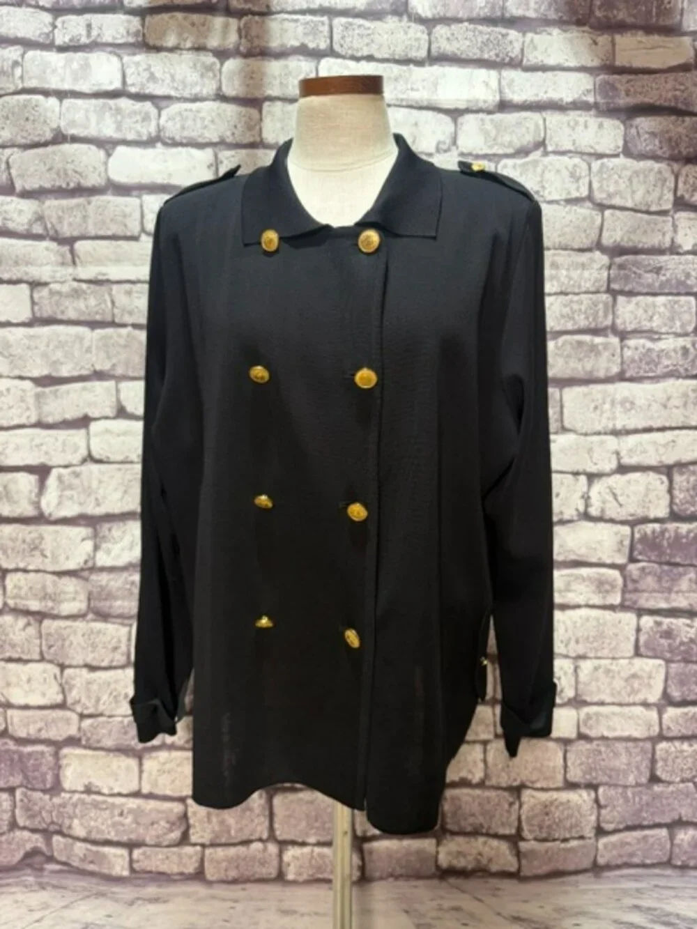 Misook Black Double Breasted Long Sleeve Jacket Size 2X - Picture 1 of 8